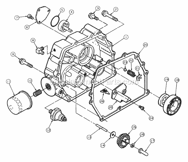 Gearcase Diagram and Parts List for 2146 13A-224F100 Cub Cadet Lawn Tractor